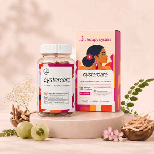 cystercare PCOS Supplement for Women| Myo - Inositol + D - Chiro - Inositol with Shatavari - Happy - Cysters