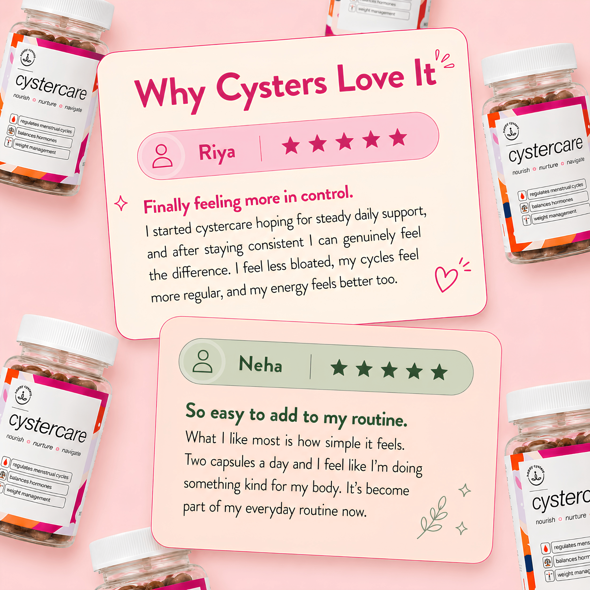 cystercare PCOS Supplement for Women| Myo - Inositol + D - Chiro - Inositol with Shatavari - Happy - Cysters